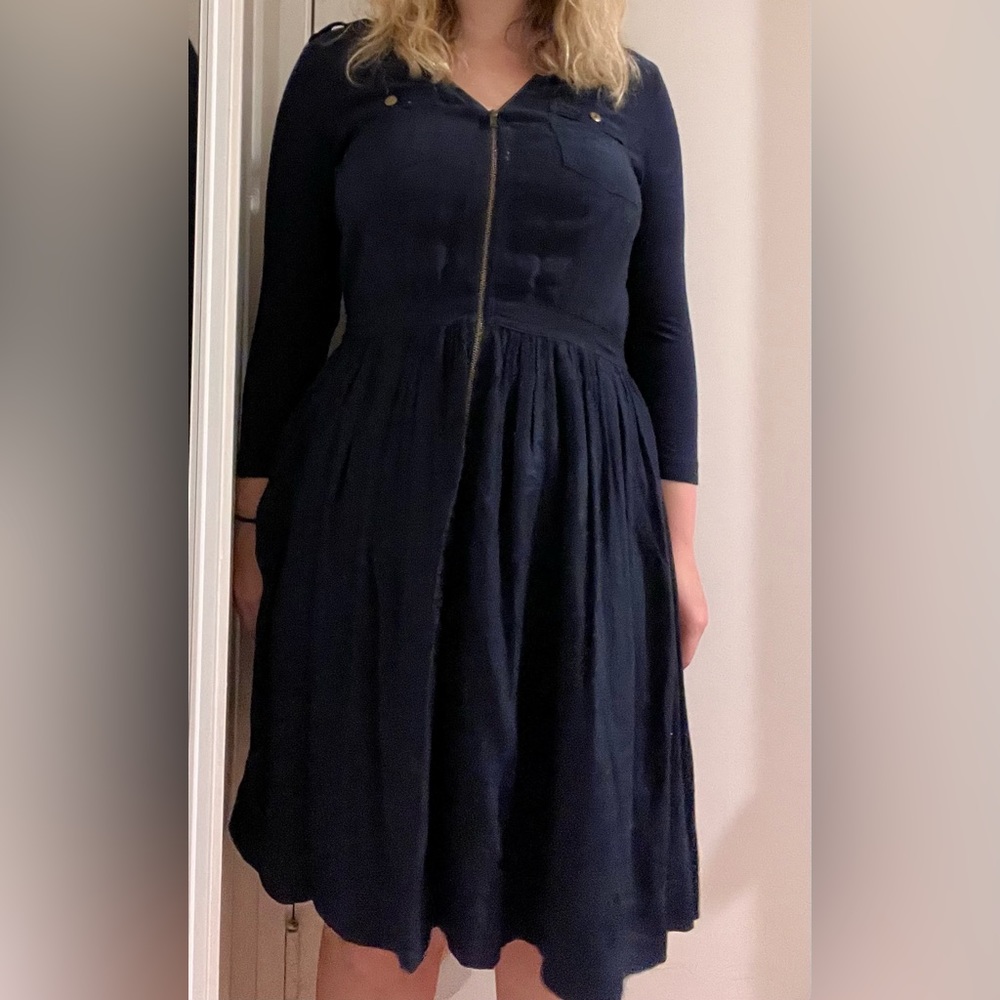 Boutique Navy Blue Dress Size M with Pockets